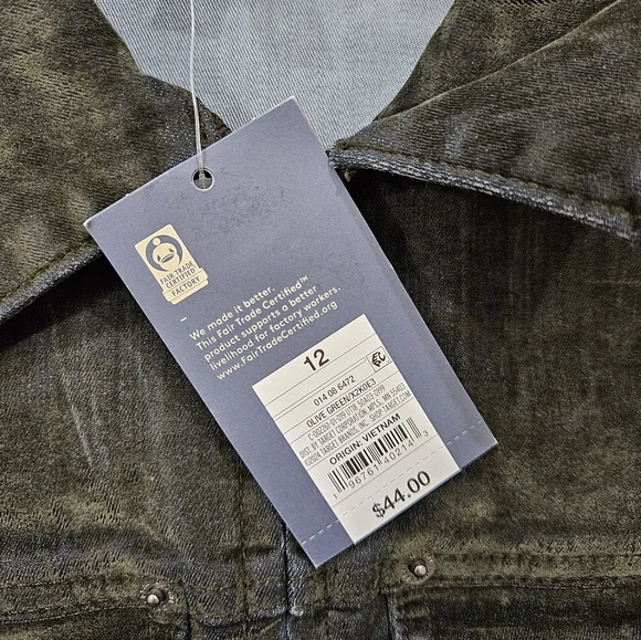 Universal Thread Short Sleeve Flocked Denim Jumpsuit in Olive Green Size 4 & 12 - Picture 10 of 12